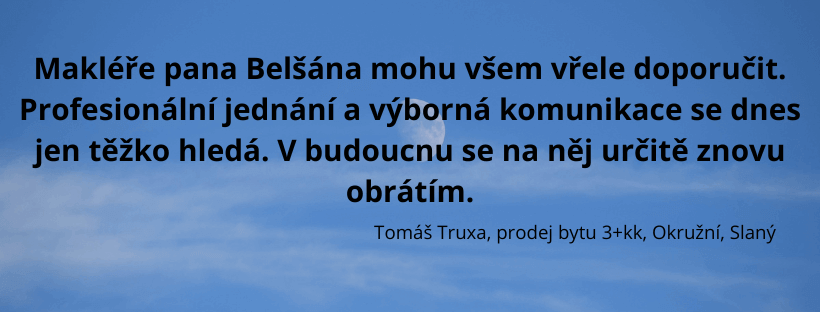 Reference spokojeného klienta Belšan Reality – prodej bytu ve Slaném