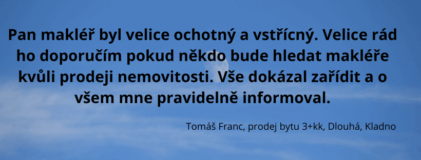 Reference spokojeného klienta Belšan Reality – prodej bytu v Kladně