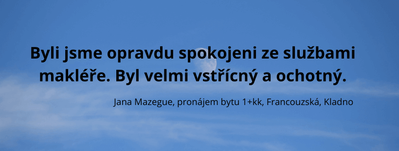 Reference spokojeného klienta Belšan Reality – pronájem bytu v Kladně
