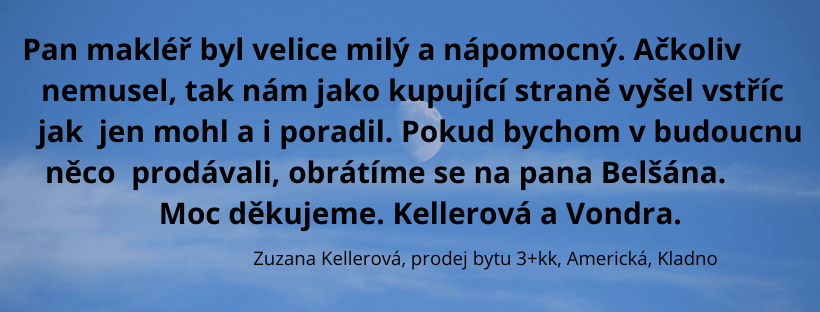 Reference spokojeného klienta Belšan Reality – prodej bytu v Kladně