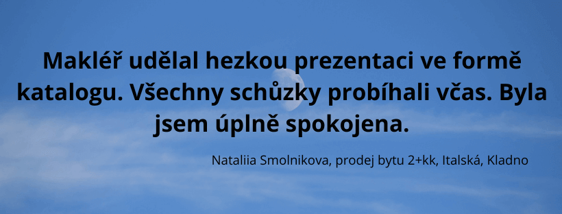 Reference spokojeného klienta Belšan Reality – prodej bytu v Kladně
